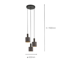 Eglo Concessa 1 3 Lamp Pendant Ceiling Light - Cappuccino & Gold -Homebase Sales Store 14302962 2135038224304077