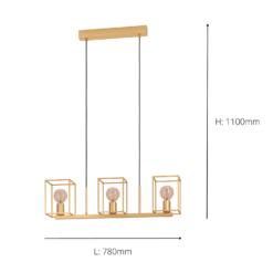 Eglo Cumiole 3 Lamp Diner Bar Light - Gold -Homebase Sales Store 14302963 1485038223946645