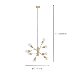 Eglo Gradoli 1 8 Lamp Pendant Ceiling Light - Brushed Brass -Homebase Sales Store 14302964 1085038223634270