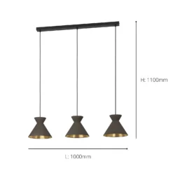 Eglo Nastasia 3 Lamp Pendant Diner Bar Light - Cappuccino & Brass -Homebase Sales Store 14302968 6225039958073122