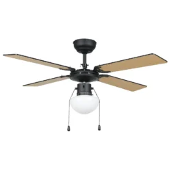Eglo Fortaleza Ceiling Fan With Light - Matt Black & Wood -Homebase Sales Store 14742119 1855052700274466