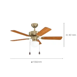 Eglo Cadiz Ceiling Fan With Light - Aged Brass & Wood -Homebase Sales Store 14742121 1455052700419252
